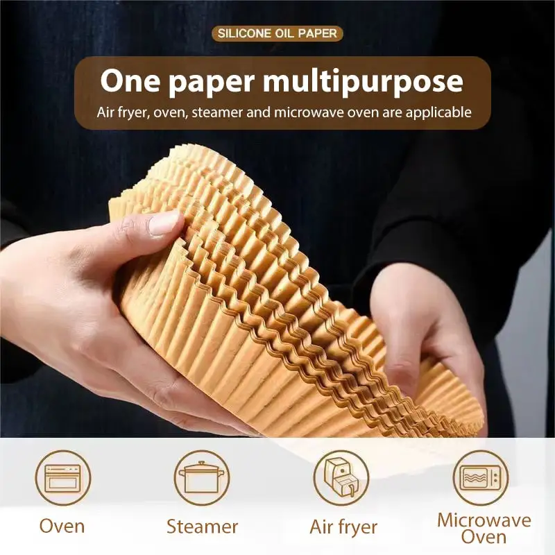 (Store Closing Sale) 50 PCS Air Fryer Disposable Paper Liner, Non-stick Disposable Air Fryer Liners, Baking Paper for Air Fryer Oil-proof, Water-proof, Parchment for Baking Roasting Microwave