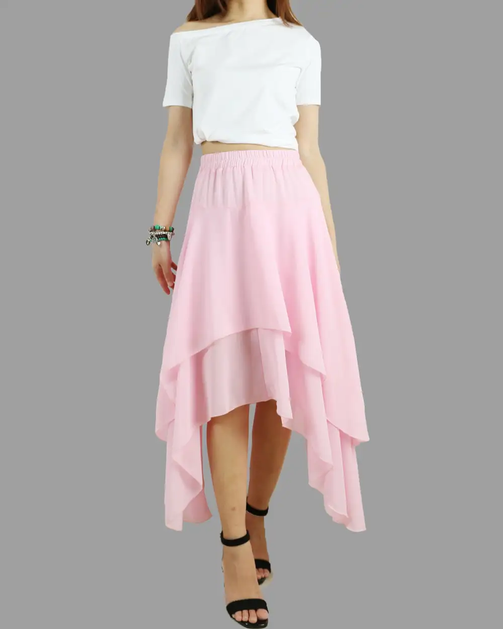Everyday Elastic Waist Chiffon Skirt