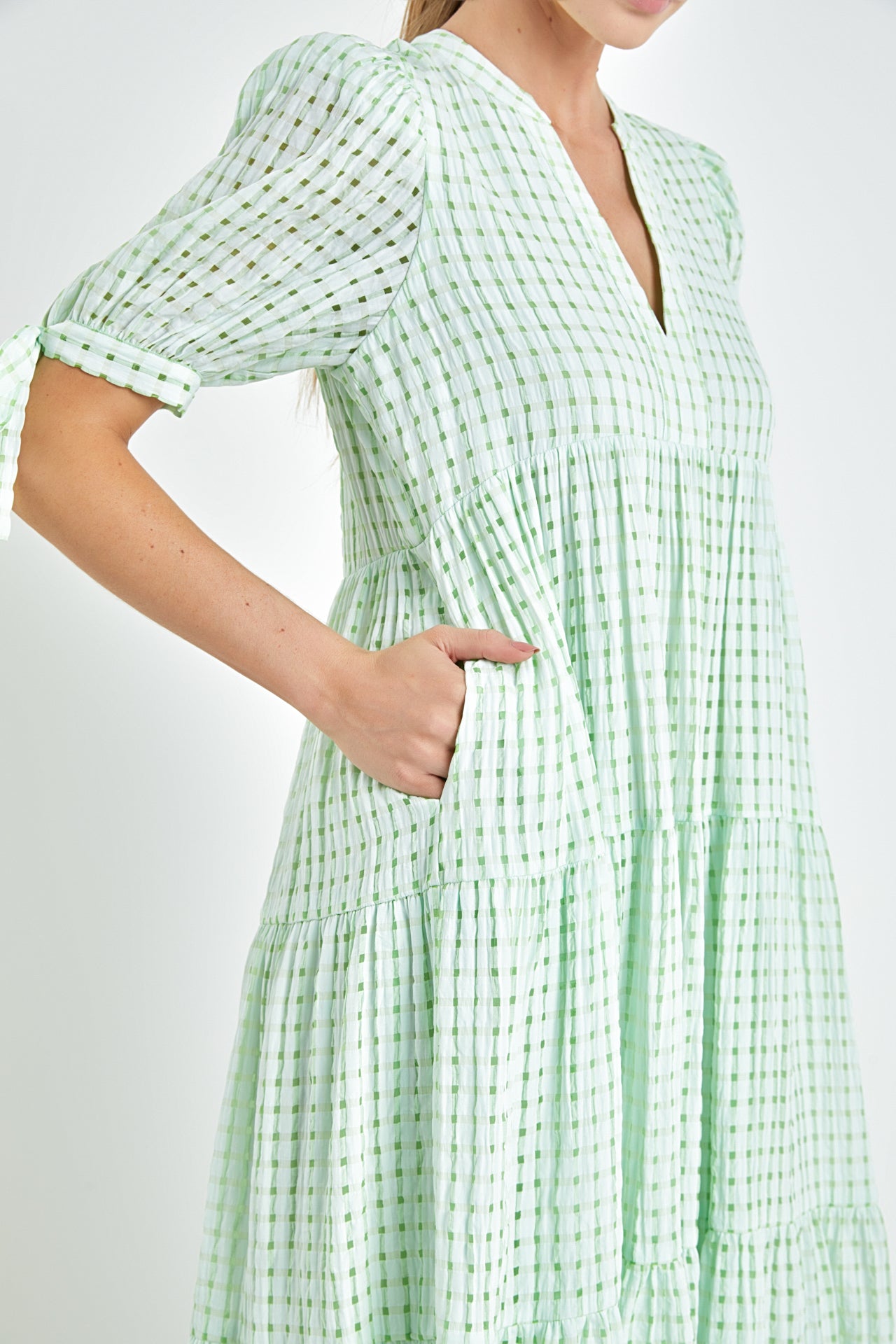 Gingham Tiered Midi Dress