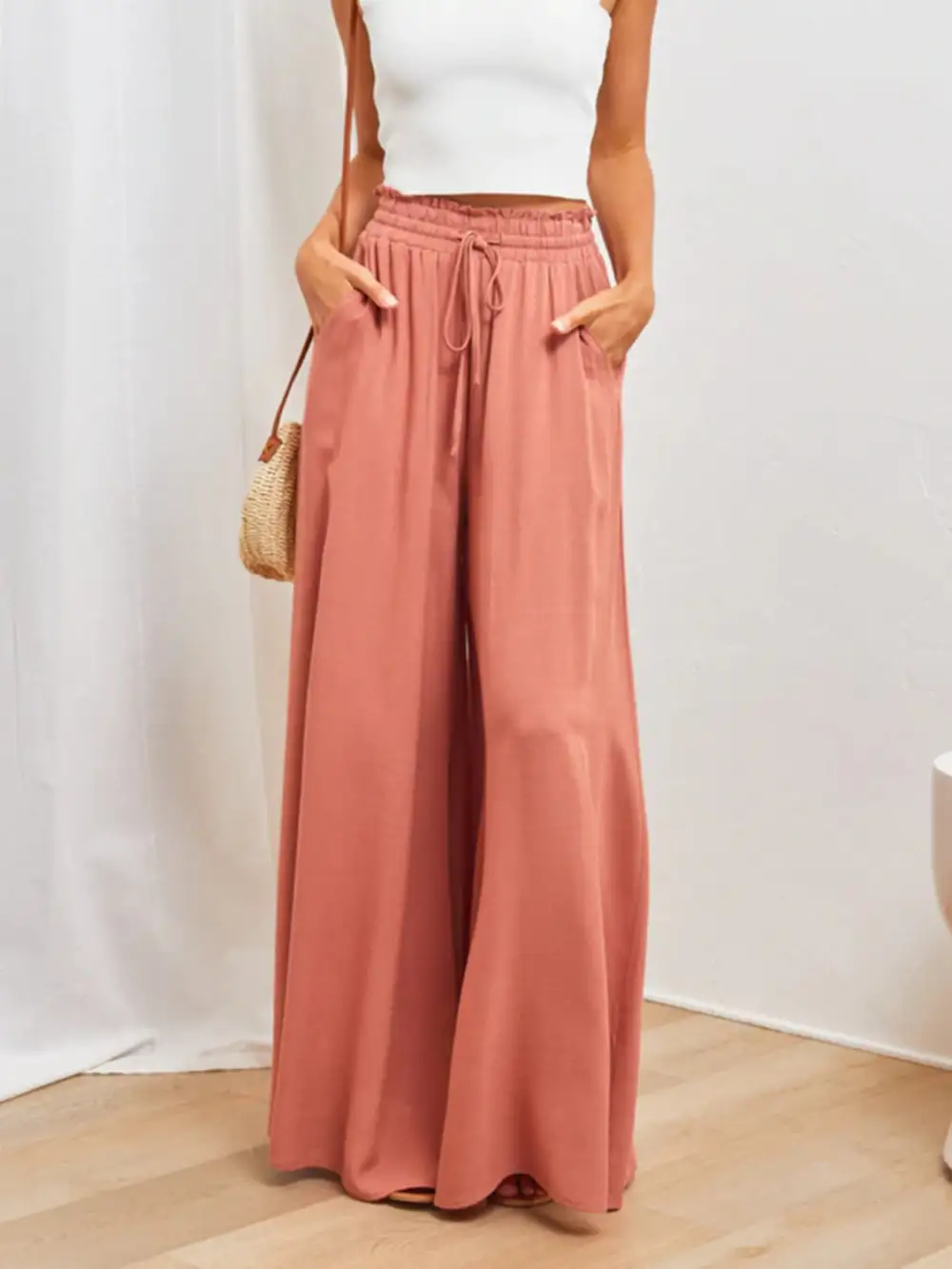Easy Fit High Waist Wide Leg Pants