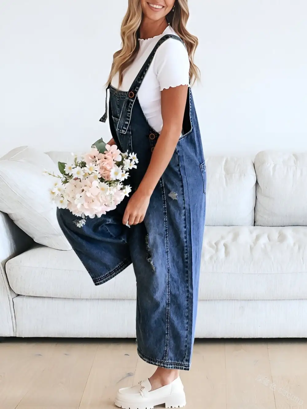 Casual Denim Wide Leg Overalls
