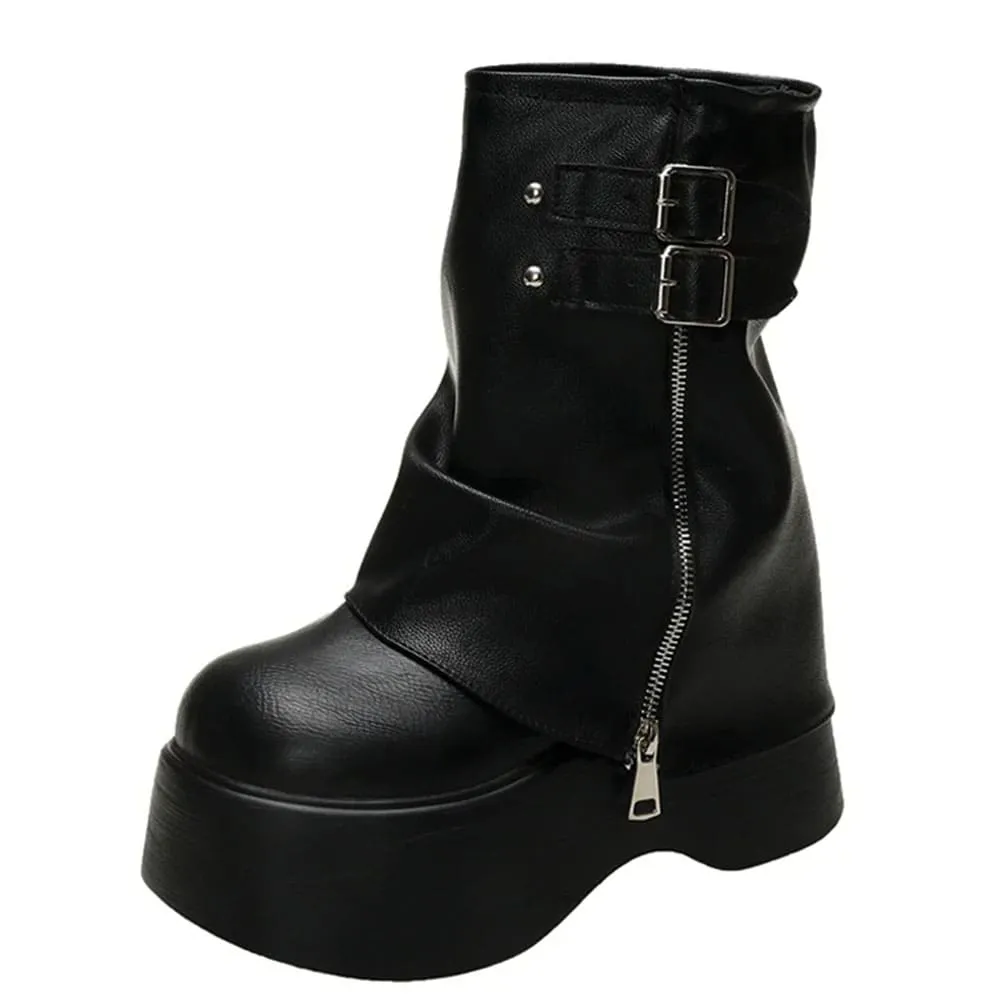 Forbidden Girlfriend Double Buckle Boots