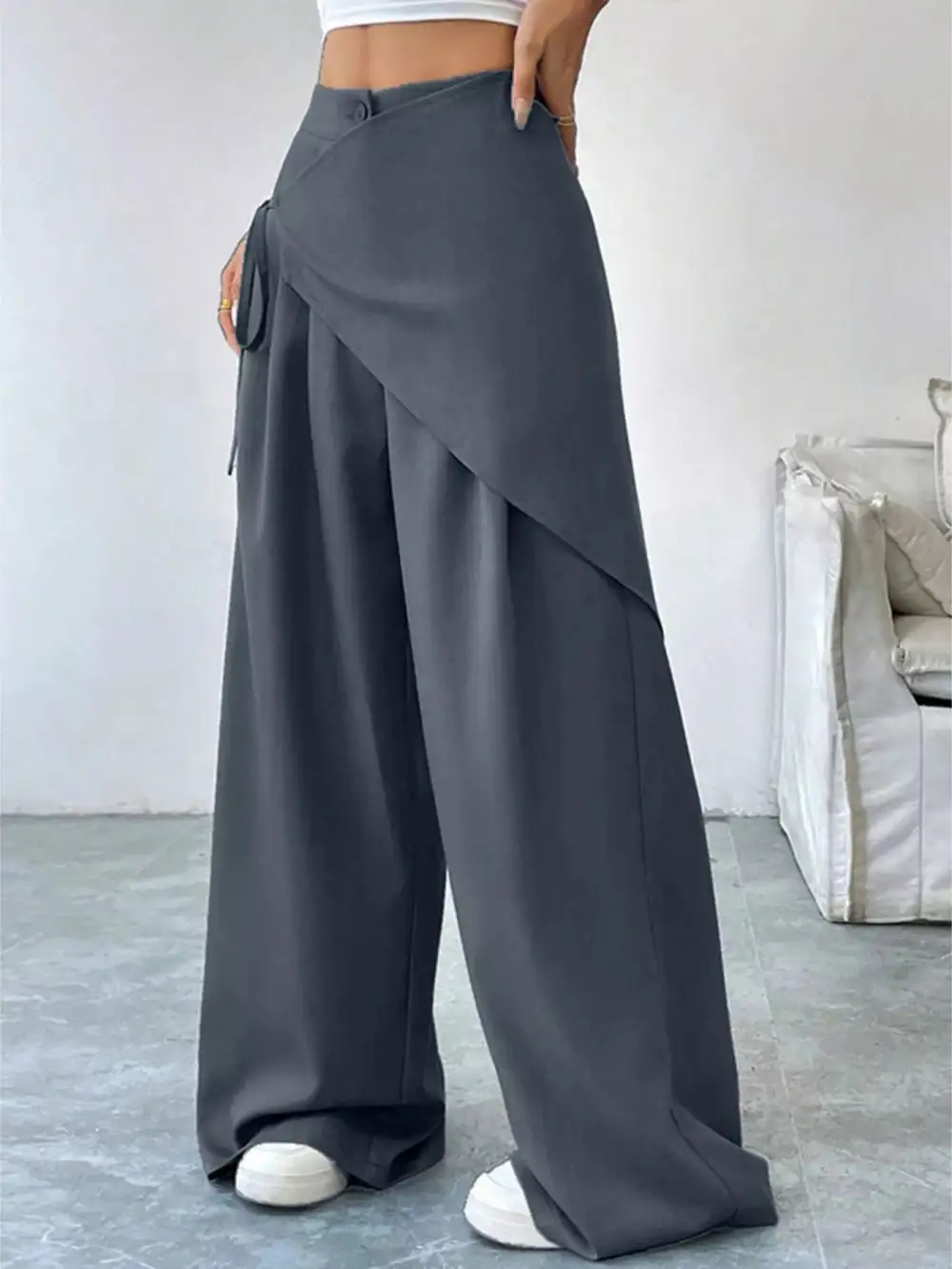Asymmetrical Wrap Wide Leg Pants