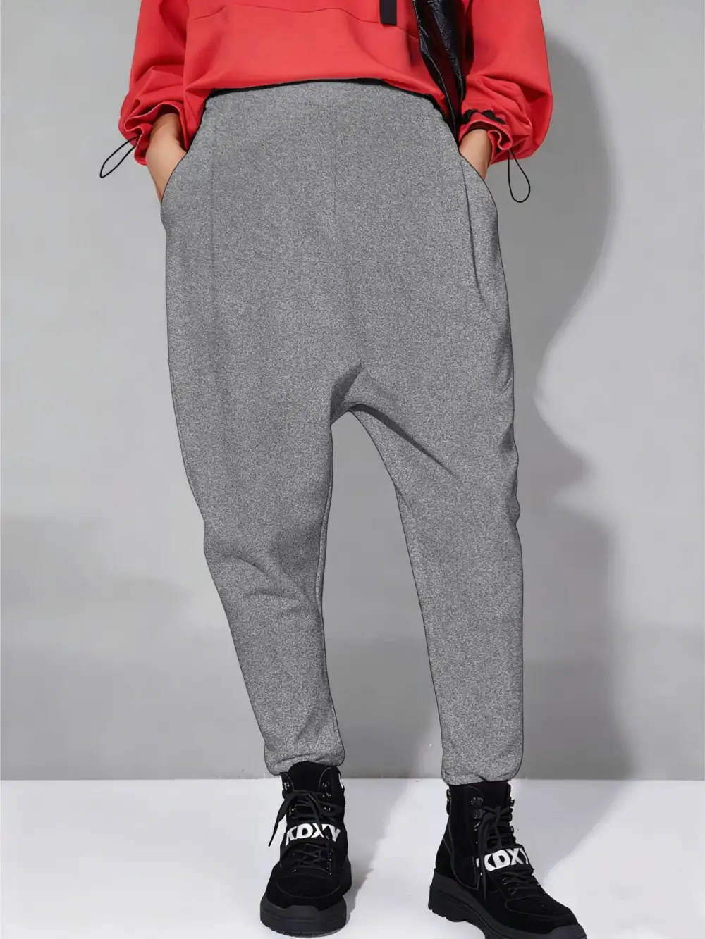 Loose Fit Harem Pants with Pockets