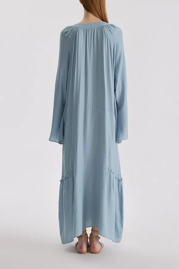 Long Sleeve Maxi Dress-Blue