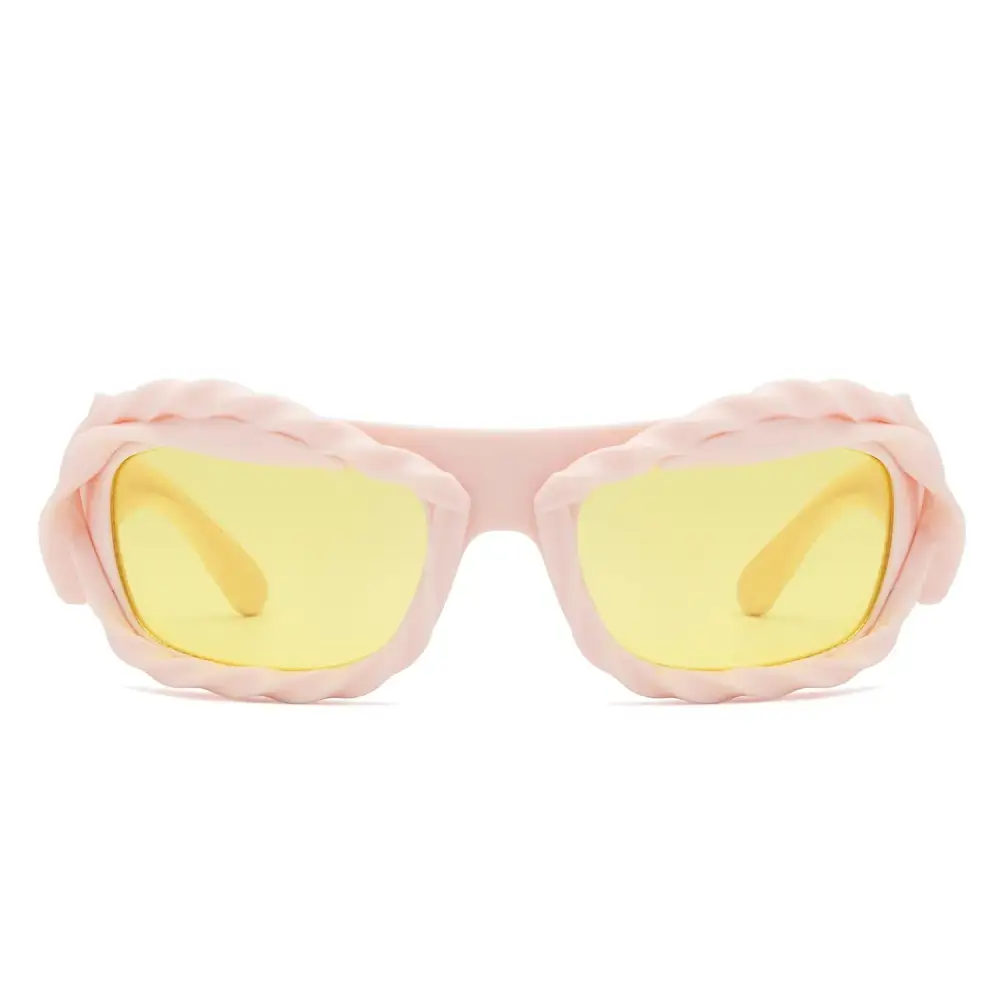 Glossy Rectangle Frame Sunglasses