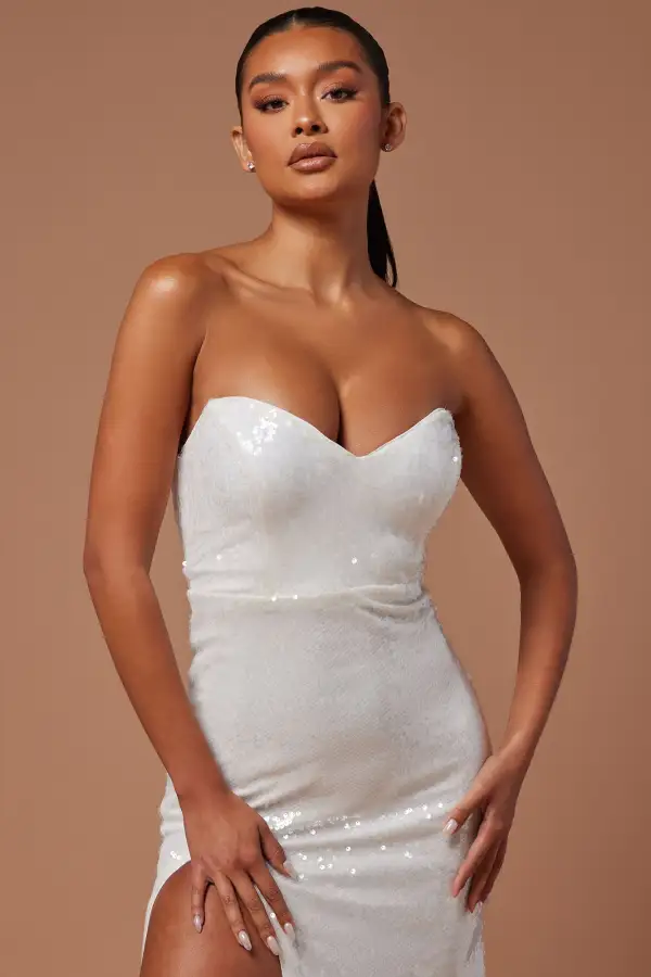 Deana Sequin Gown - White