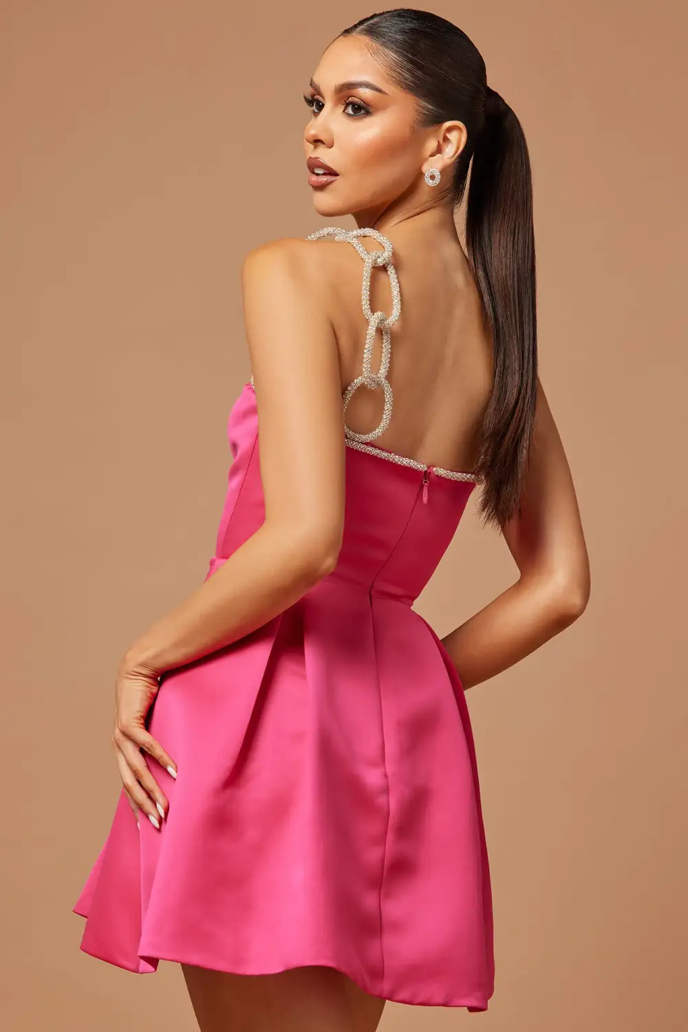 Sienna Fit And Flare Mini Dress - Hot Pink