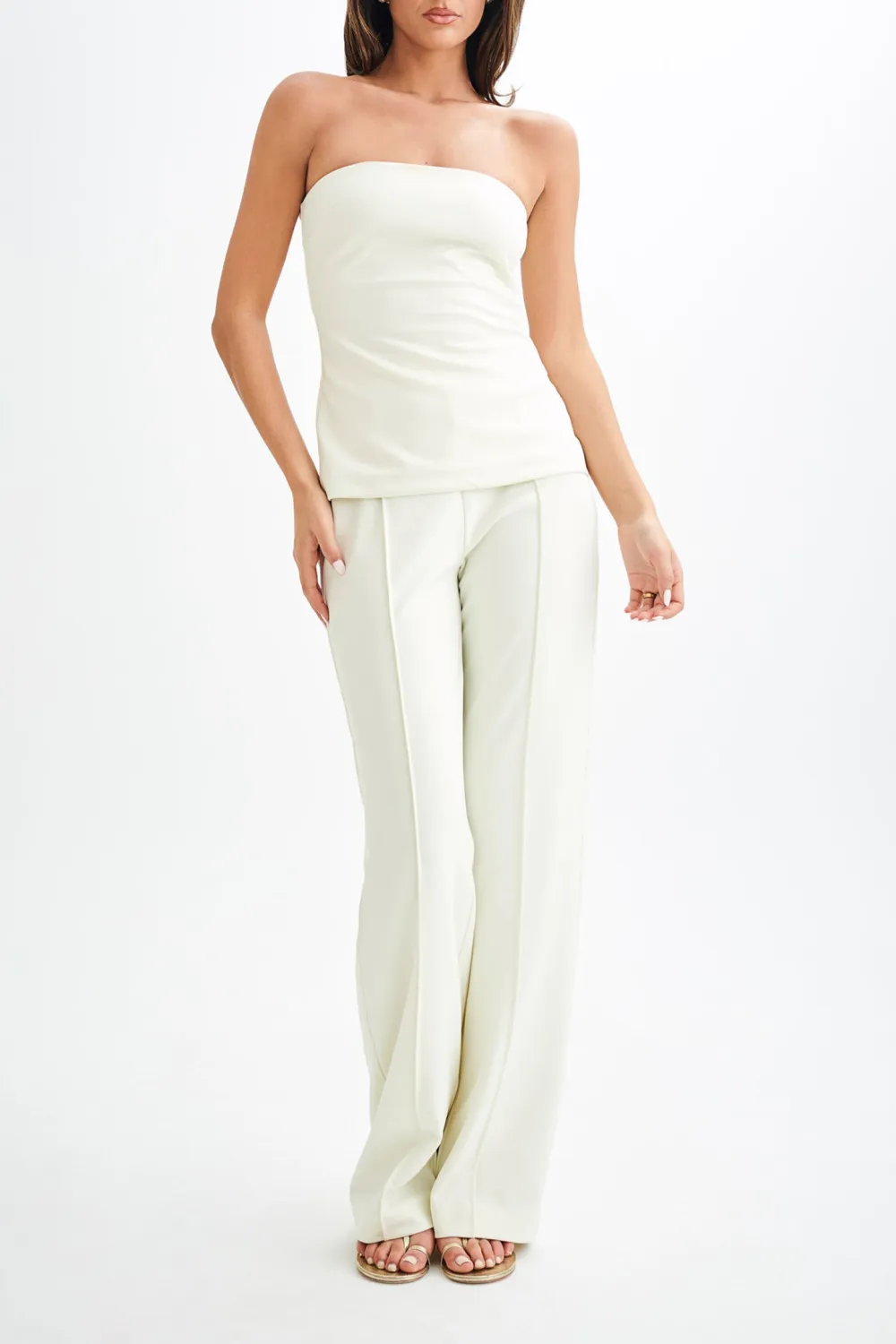 Slight Stretch Pleated Wide Leg Pants