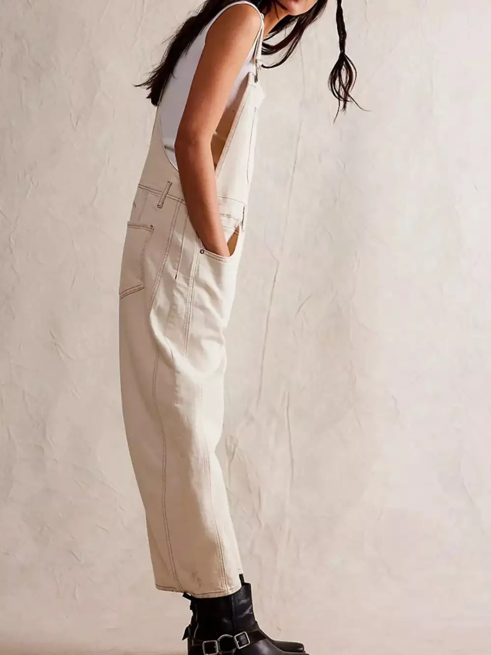 Soft Denim Wide Leg Overalls