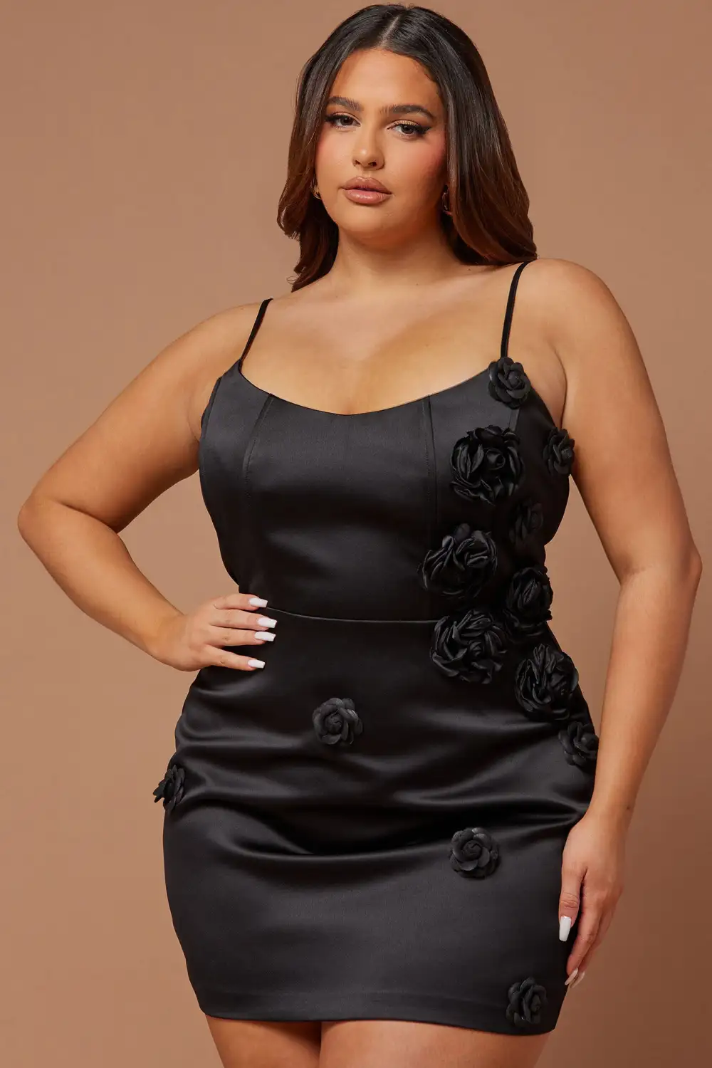 Kiera Ann Floral Mini Dress - Black
