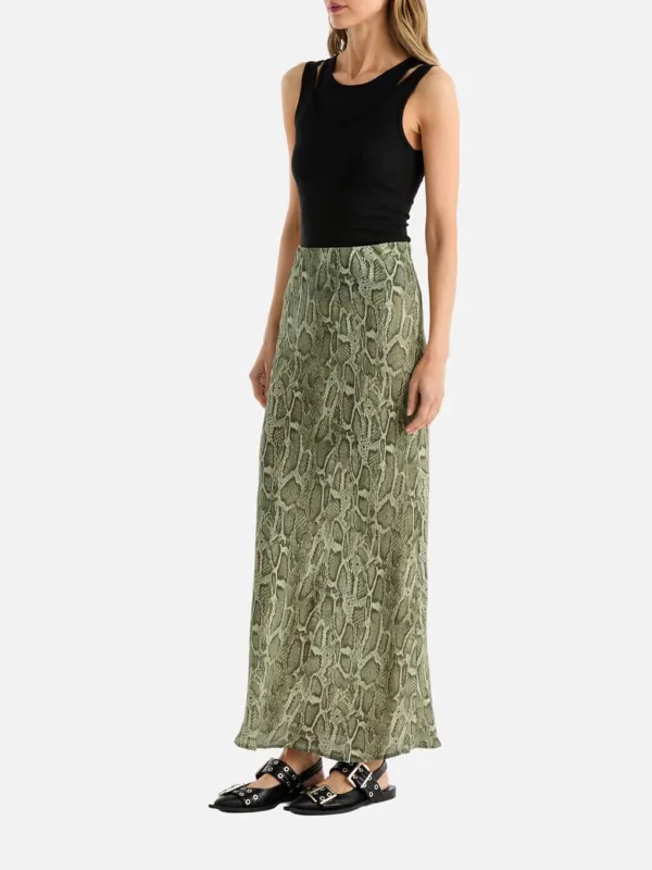 Snakeskin Print Maxi Skirt