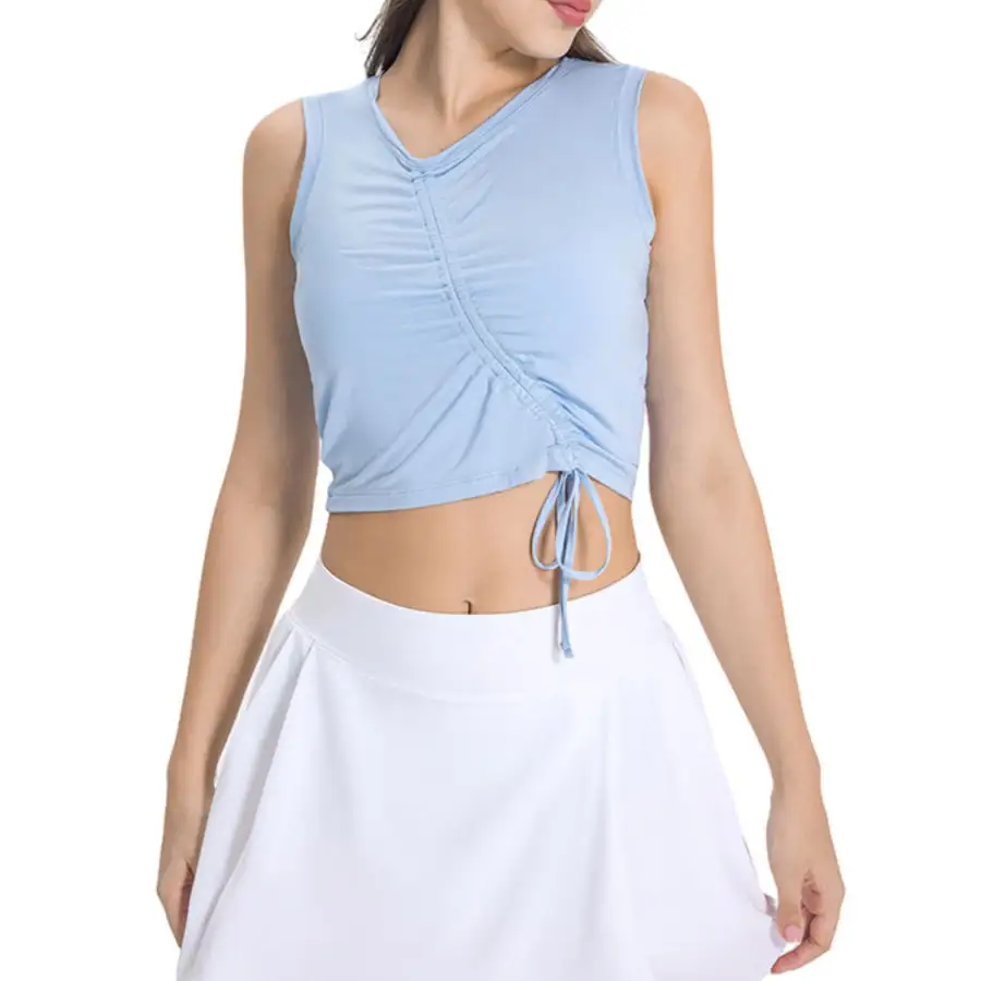 Drawstring Ruched Wide Strap Active Tank