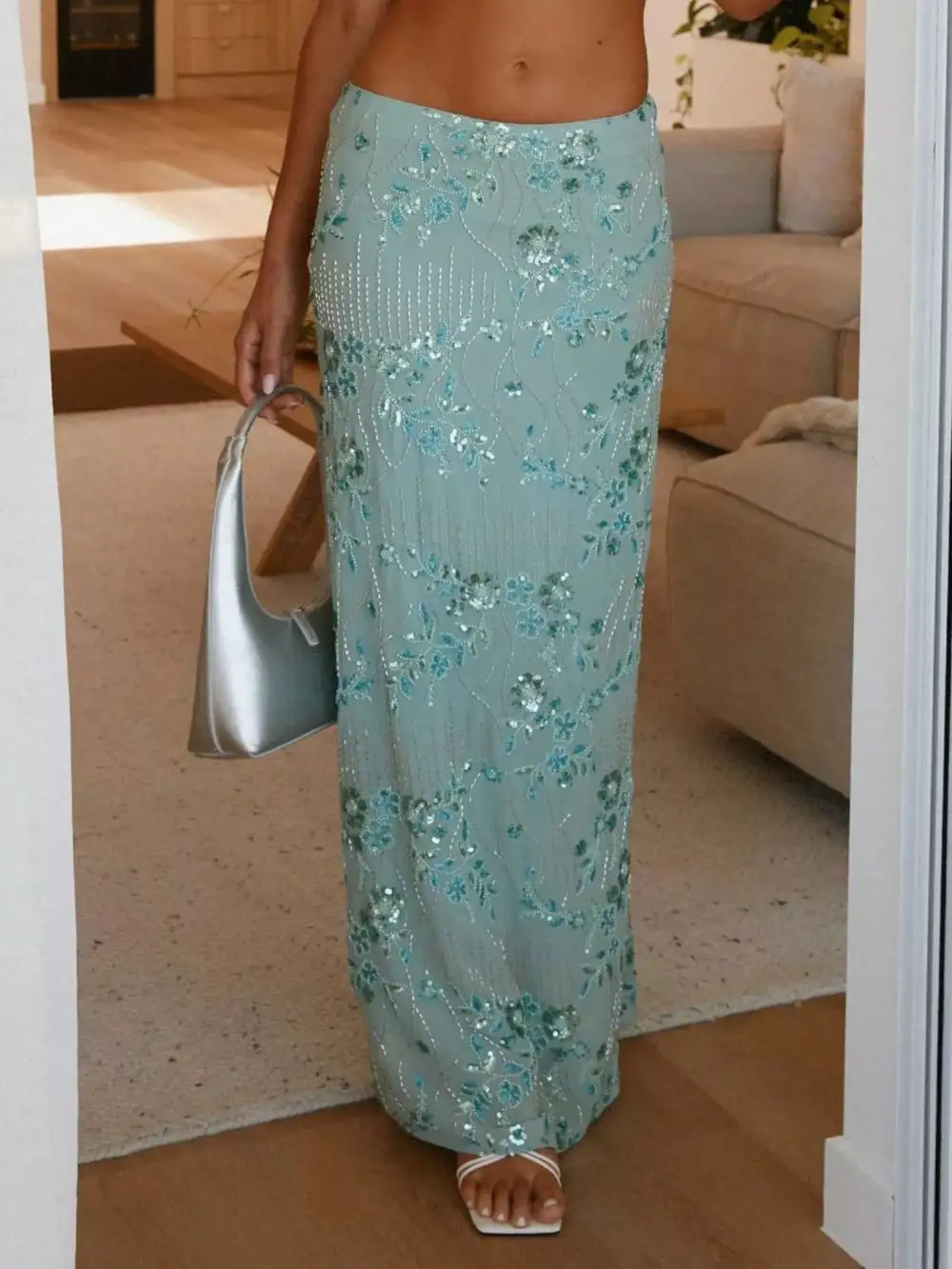 Soft Lace Sequined Skirt
