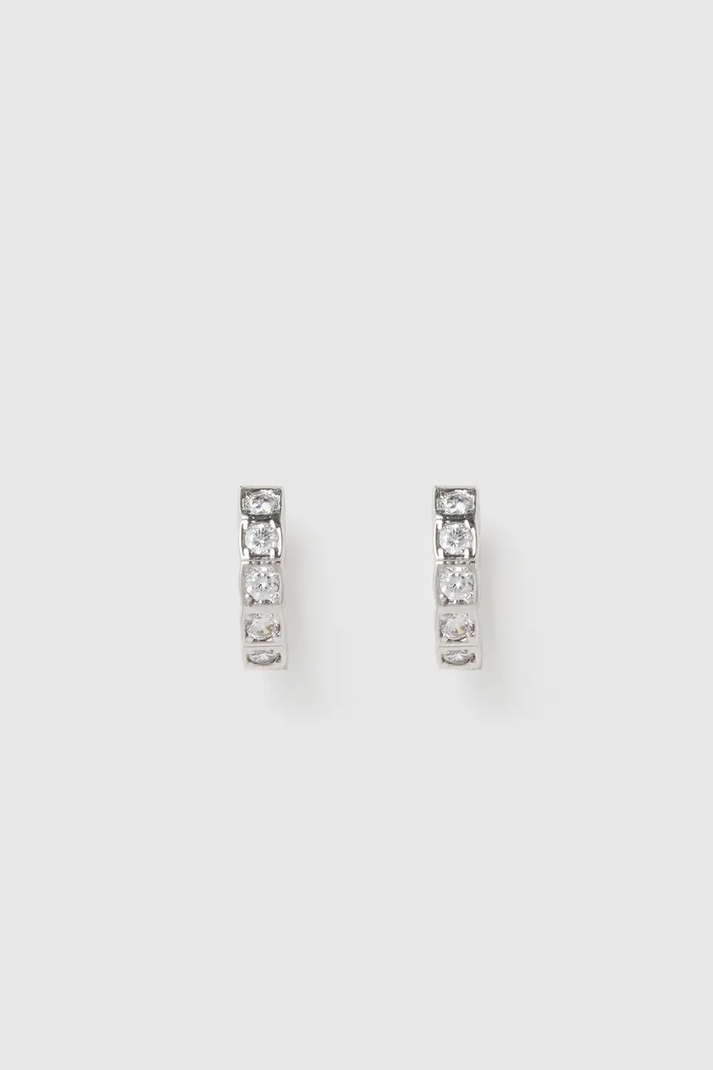 Silver Stone Huggie Earrings