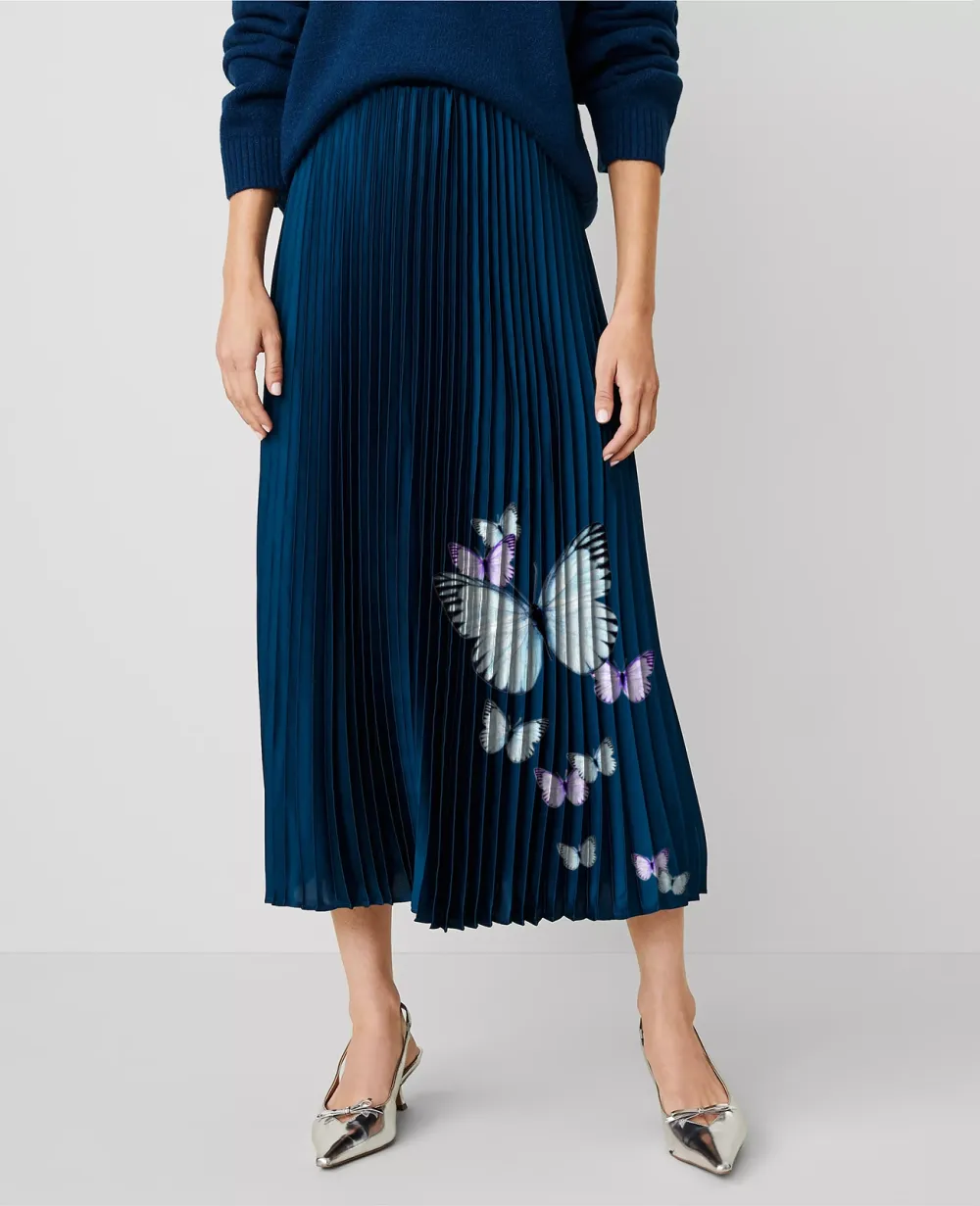 Petite Pleated Midi Skirt