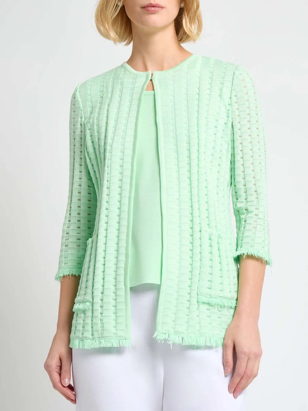 Three Quarter Sleeve Solid Color Jacket