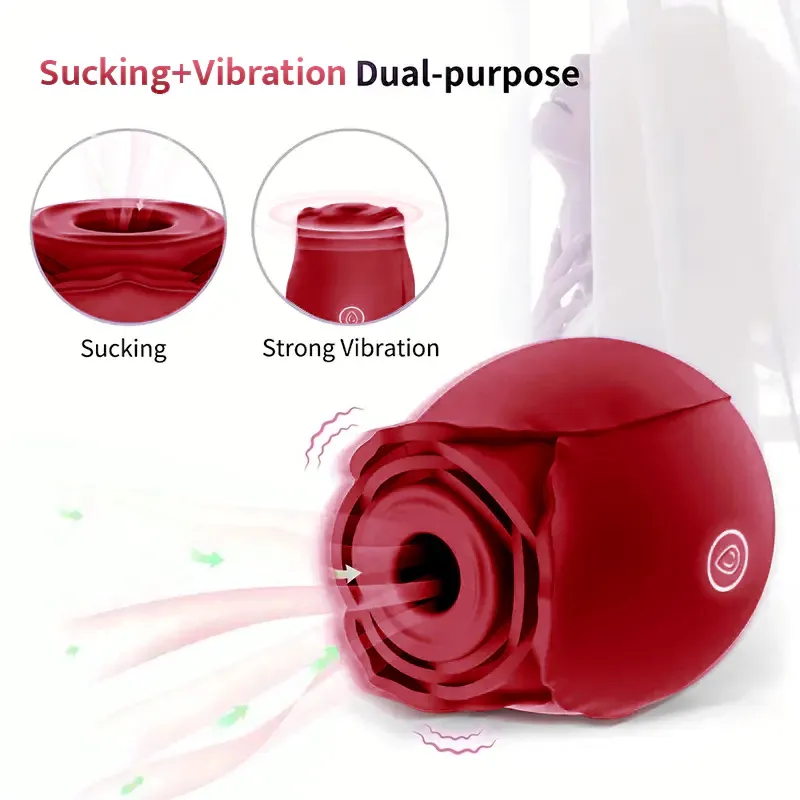 Dark Red Rose Toy Vibrator Classic Sucking Vibrator 10 Frequency