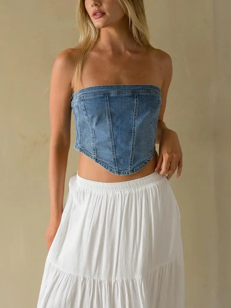 Strapless Denim Corset Top