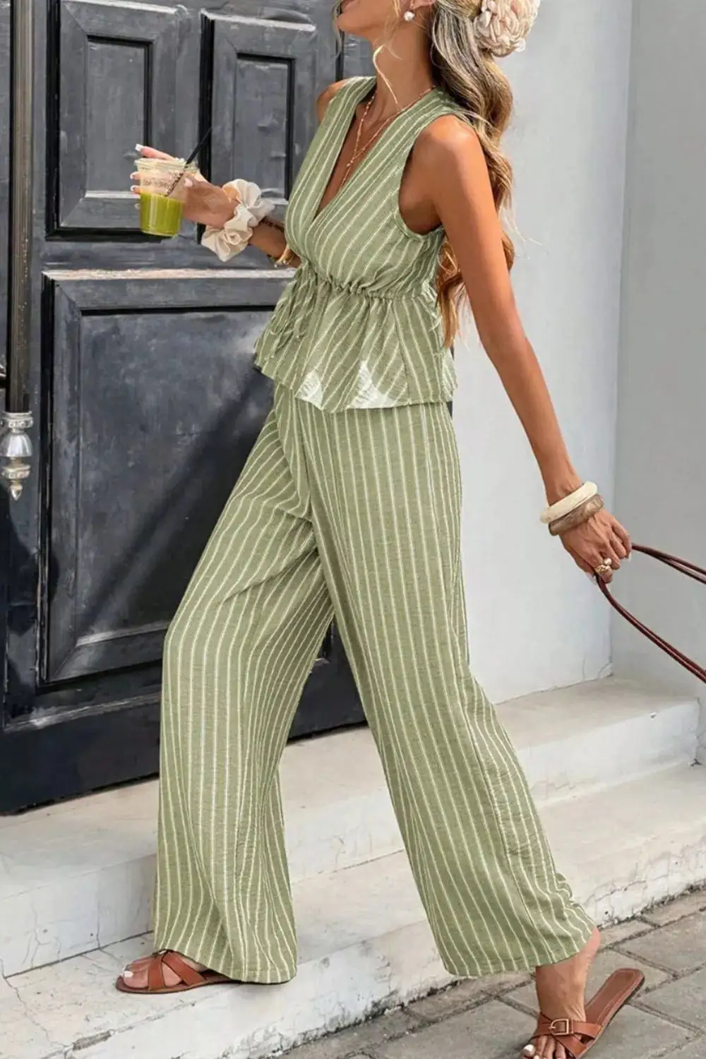 Striped Wide Leg Jumpsuit