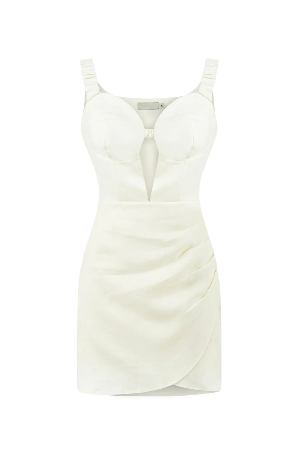 Straight Neck Mini Dress-White