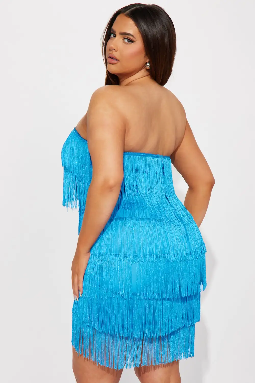 Jordyn Fringe Mini Dress - Blue