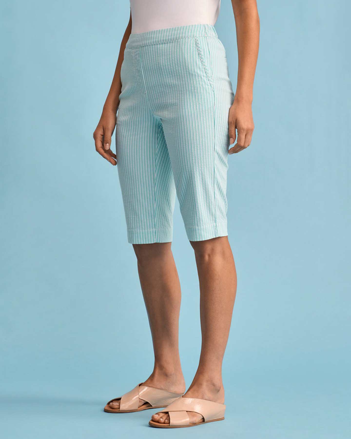Striped Knee Length Shorts