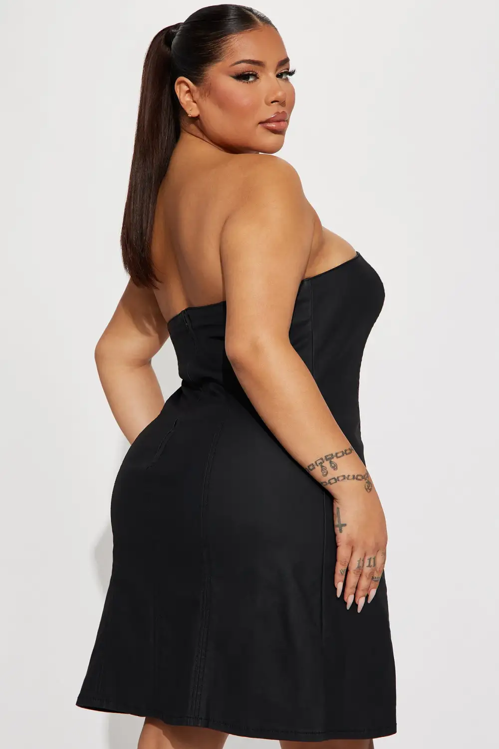 Catherine Denim Mini Dress - Black