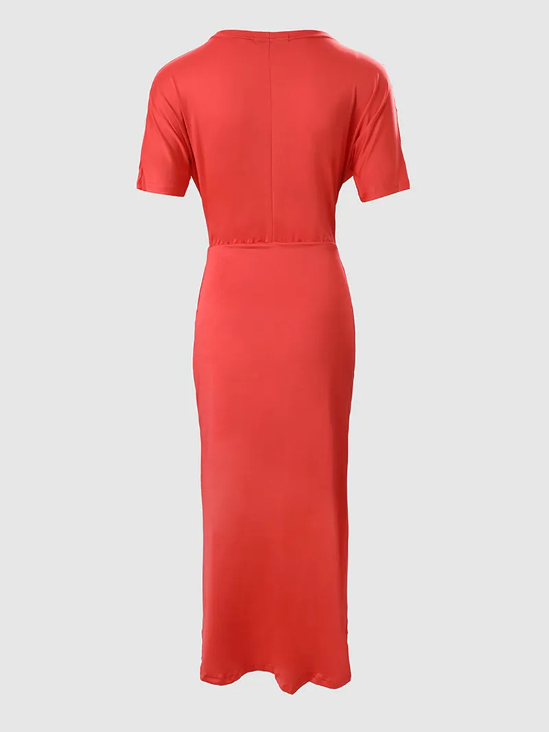 Casual Solid Color Irregular Short Sleeve Dress