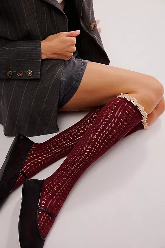 Lace Mesh Pointed Top Premium Socks