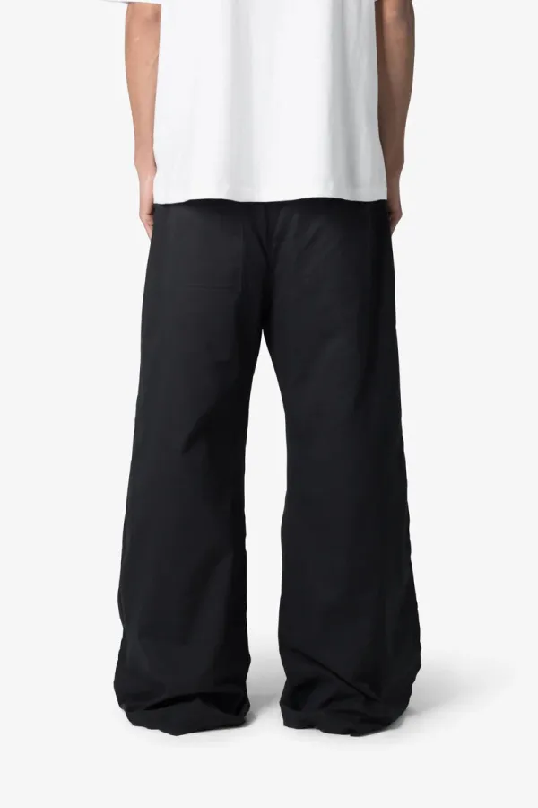JET BLACK ELASTIC WAIST WIDE LEG PANTS