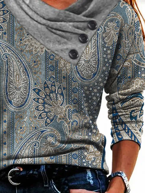 Casual Regular Fit Paisley T-Shirt