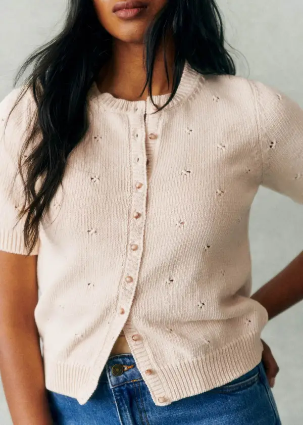 Designer Organic Cotton Short-Sleeved Cardigan