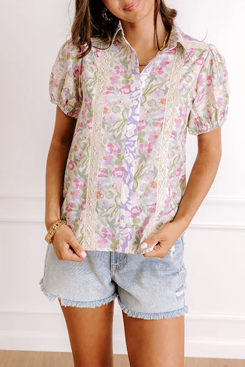 Versatile Fresh Floral Women's Shirt