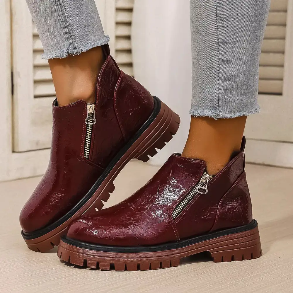 Round Toe Block Heels Boots