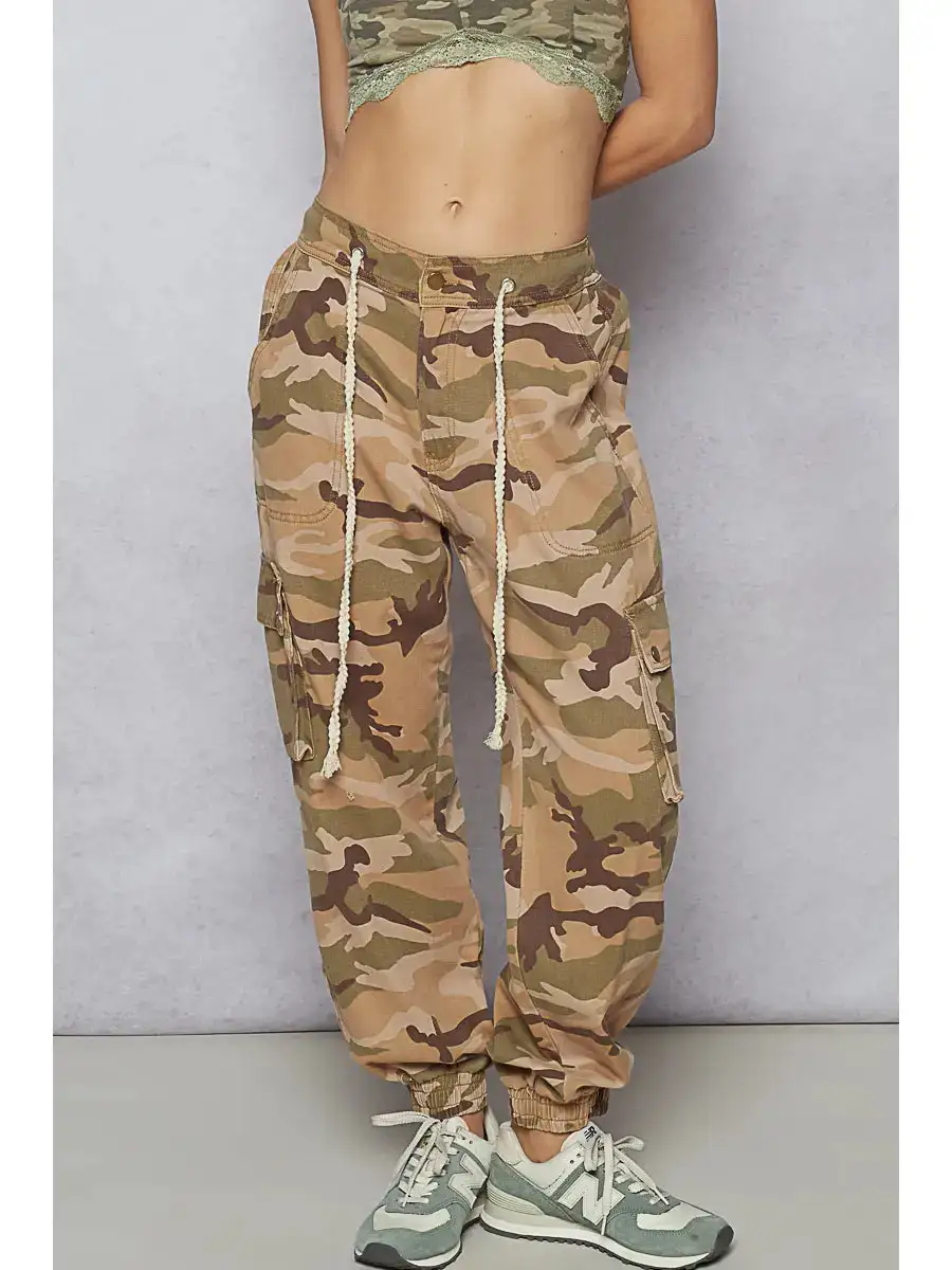 Modern Roomy Cotton Blend Button Detail Casual Pants