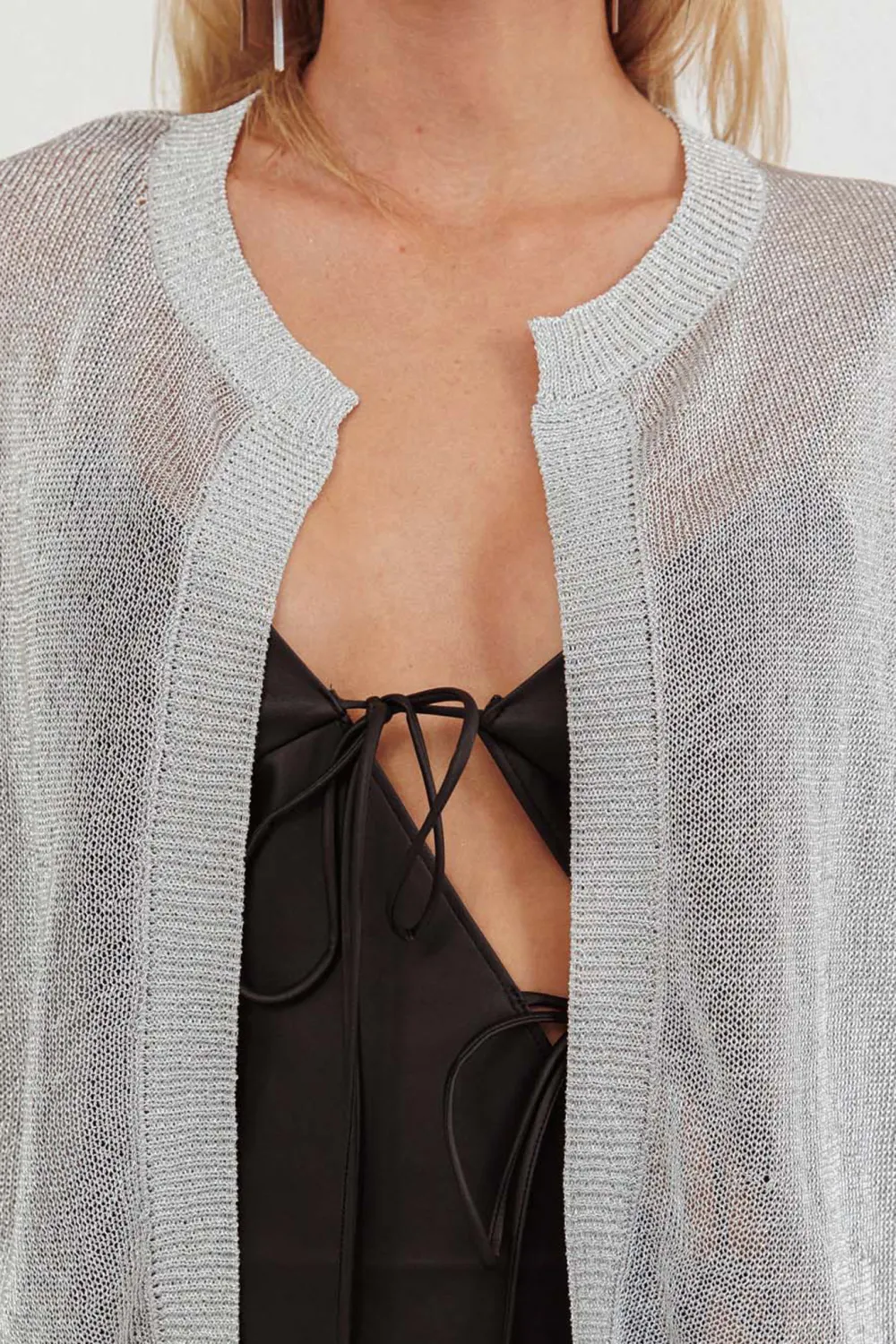 Stunning Metallic Texture Women's Cardigan