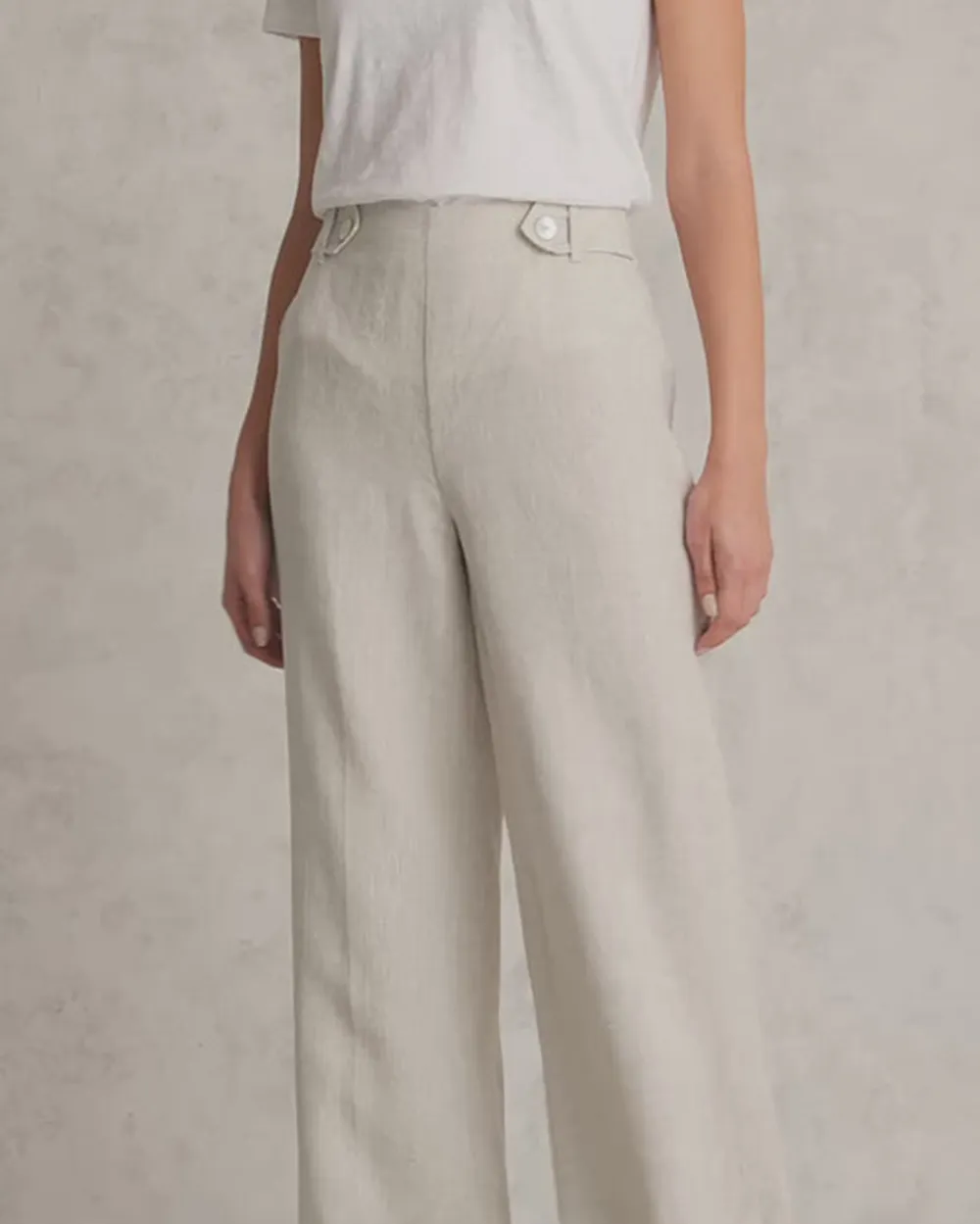Full Length Waist Tab Linen Pant