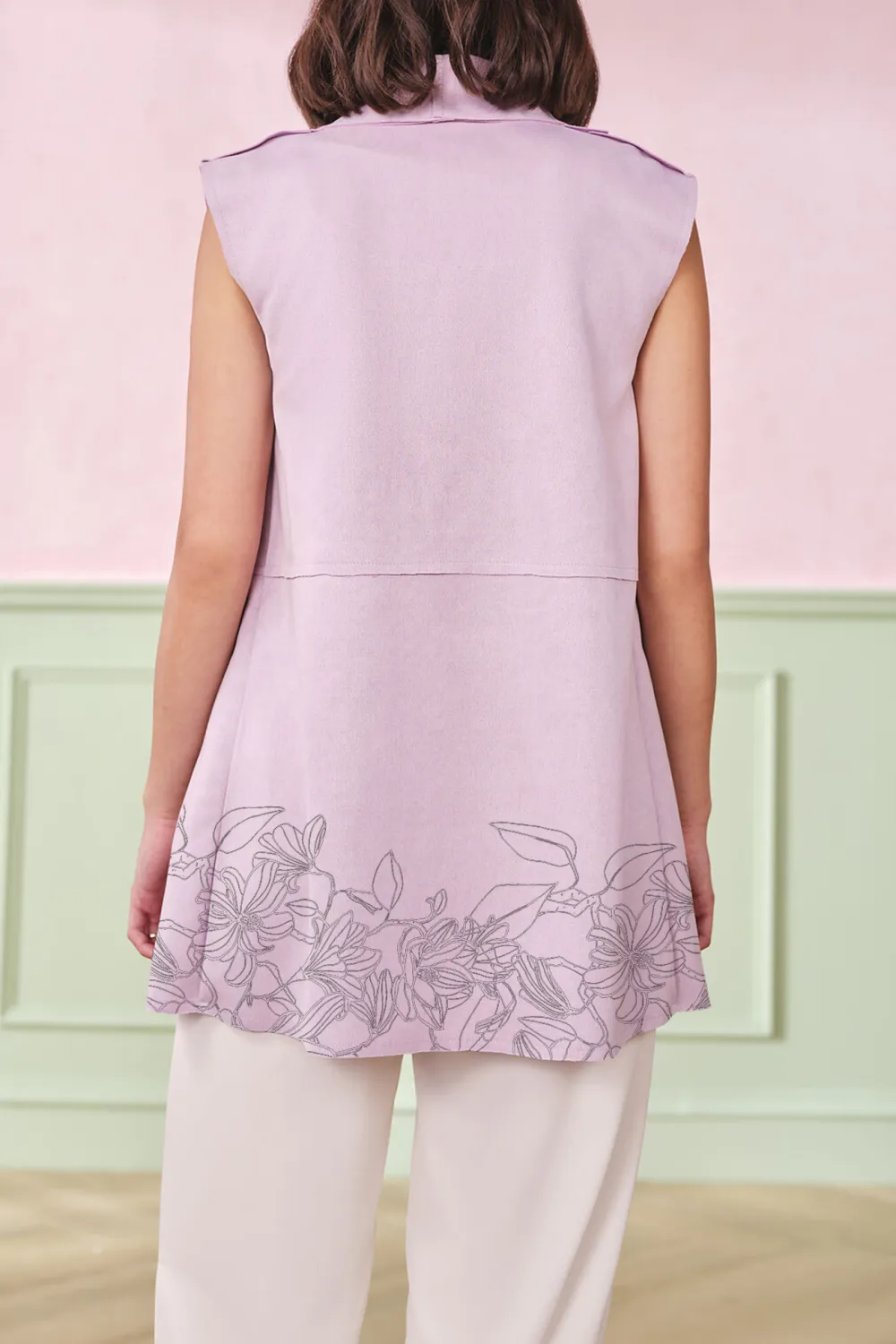 Lilac Sleeveless Casual Style Outerwear