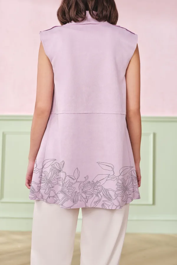 Lilac Sleeveless Casual Style Outerwear