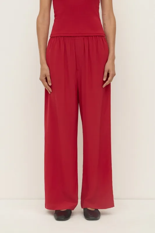 Relaxed Silk Straight-Leg Pant