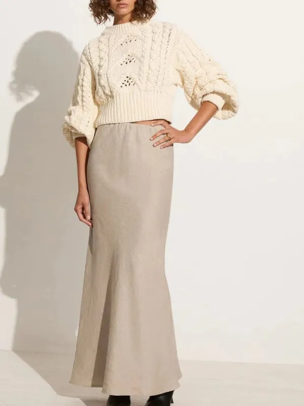 White Cable Knit Sweater
