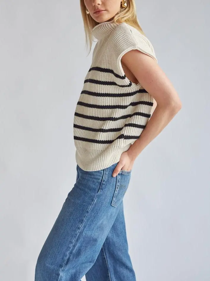 Mock Neck Sleeveless Sweater Top