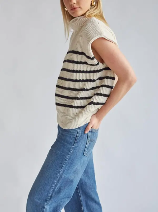 Mock Neck Sleeveless Sweater Top