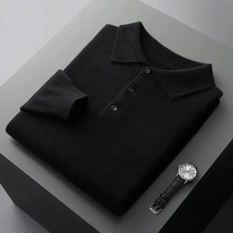 Wool Blend Long Sleeve Polo