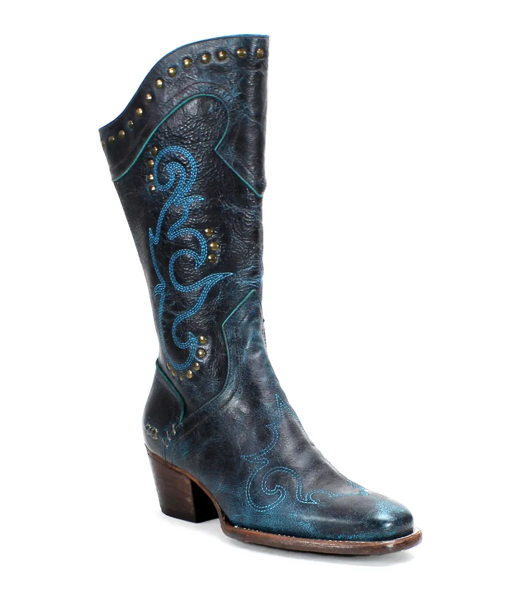 Floral-Stitched Studded Heritage Western Boots