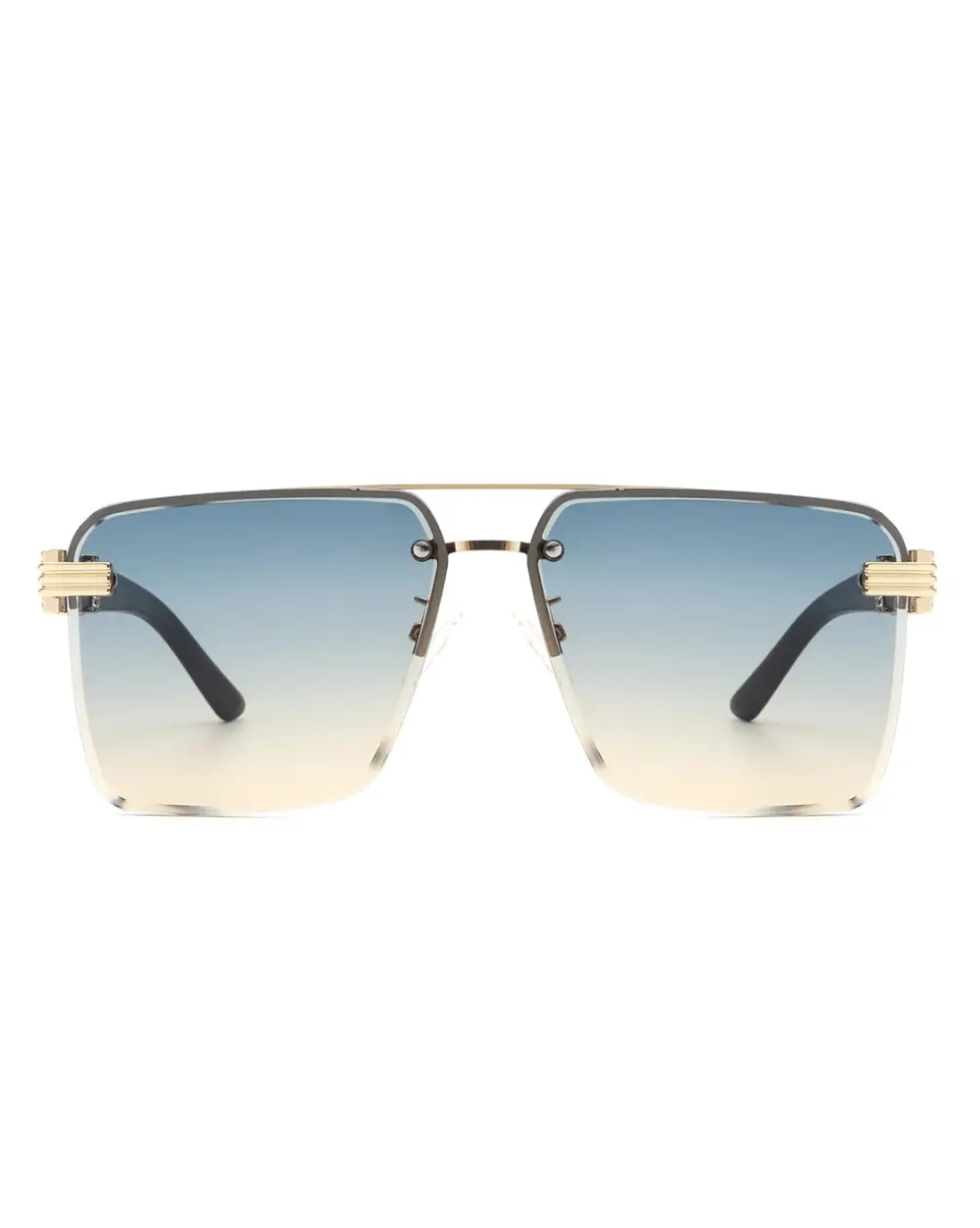 Structured Square Rimless Frame Sunglasses