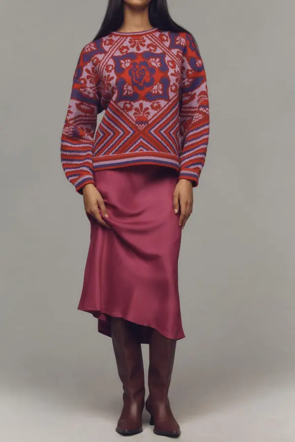 Raspberry Plain Maxi Skirt