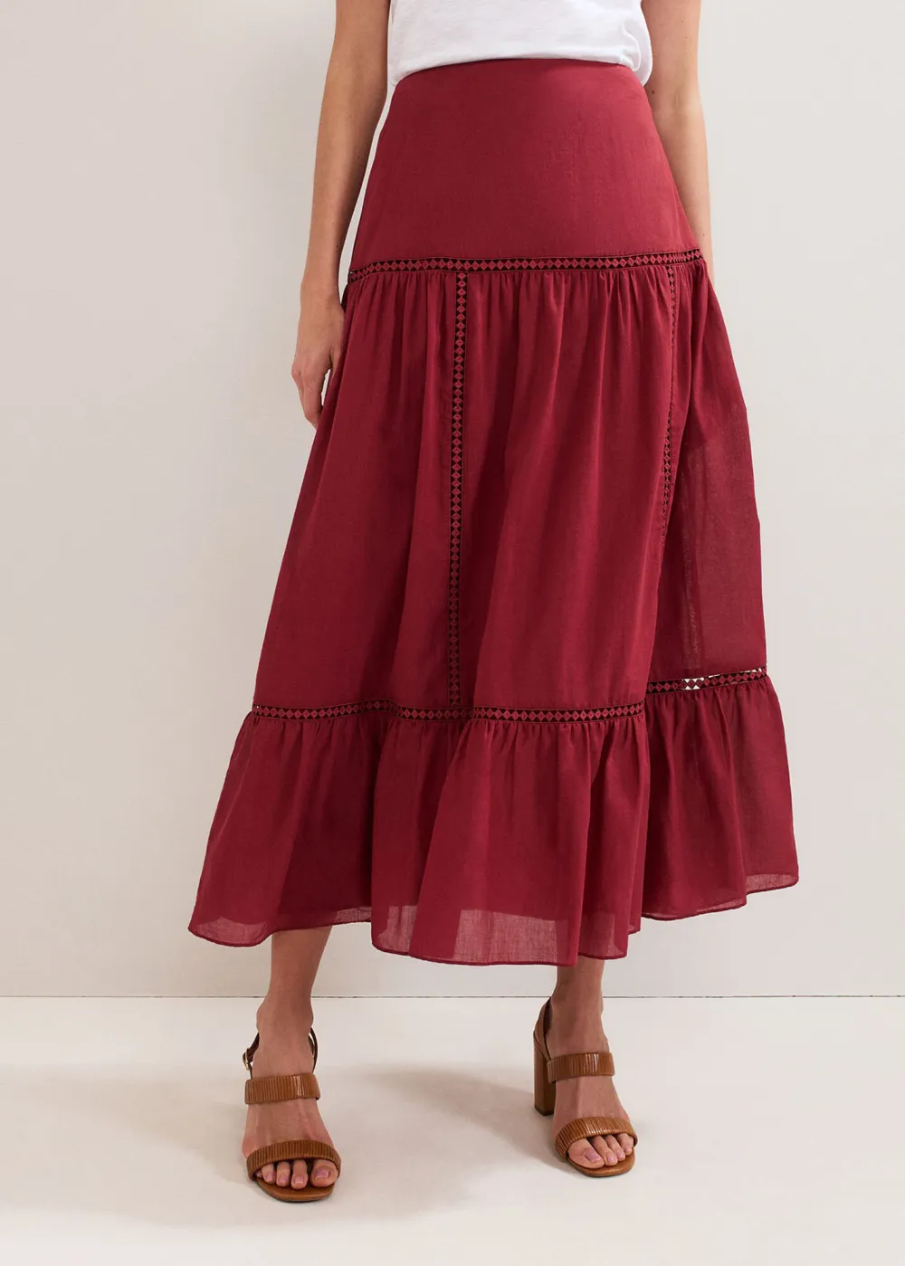 Red Casual Double-Layered Half Skirt
