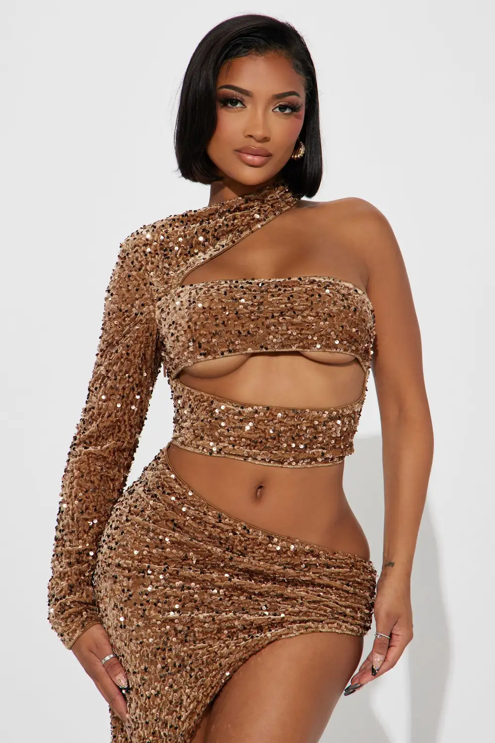 Sydney Sequin Gown - Mocha